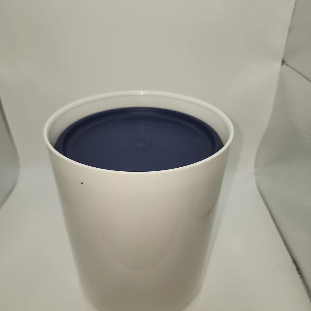 Tupperware Modular Mates One Touch Canister Set White Navy Blue 3 Piece Nesting